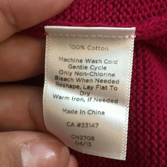 Talbots Petite Cardigan Womens Sz P Dark Pink‎ Cotton Open Front Knit Sweater - Picture 6 of 8